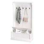 Meuble d'entrée 3-en-1 HOMCOM avec banc de rangement et porte-manteaux, 5 doubles crochets en acier et dispositif anti-basculement pour l'entrée