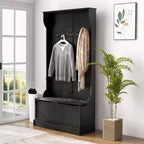Meuble d'entrée 3-en-1 HOMCOM avec banc de rangement et porte-manteaux, 5 doubles crochets en acier et dispositif anti-basculement pour l'entrée