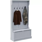 Meuble d'entrée 3-en-1 HOMCOM avec banc de rangement et porte-manteaux, 5 doubles crochets en acier et dispositif anti-basculement pour l'entrée