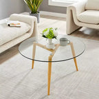 Table basse moderne du milieu du siècle à plateau en verre Van Beuren - Danya B.