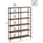Étagère haute à 6 niveaux VASAGLE, bibliothèque, grande étagère métallique, 30 x 120 x 172,5 cm, marron rustique et noir