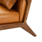 Fauteuil d'appoint Mid-Century Modern en similicuir avec cadre en bois d'hévéa couleur noyer - Glitzhome