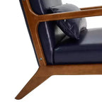 Fauteuil d'appoint Mid-Century Modern en similicuir avec cadre en bois d'hévéa couleur noyer - Glitzhome