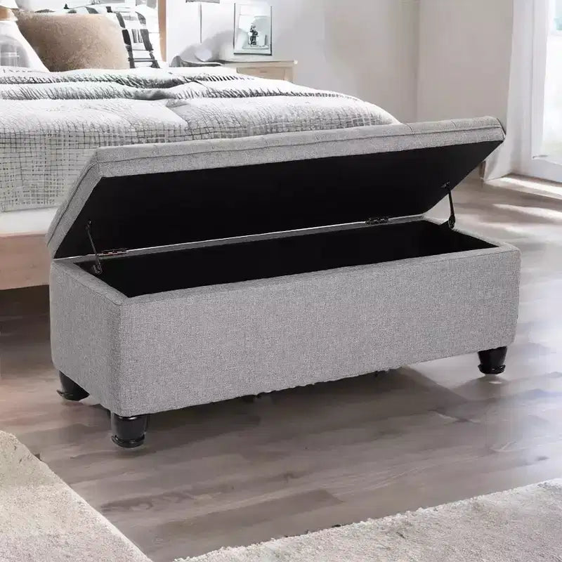 Banc de rangement SONGMICS, Bout de lit long avec rangement, Charge maximale 150 kg, Pieds en bois massif
