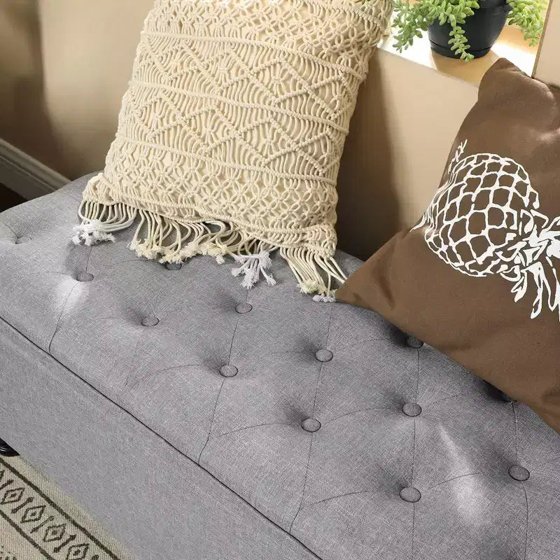 Banc de rangement SONGMICS, Bout de lit long avec rangement, Charge maximale 150 kg, Pieds en bois massif