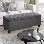 Banc de rangement SONGMICS, Bout de lit long avec rangement, Charge maximale 150 kg, Pieds en bois massif