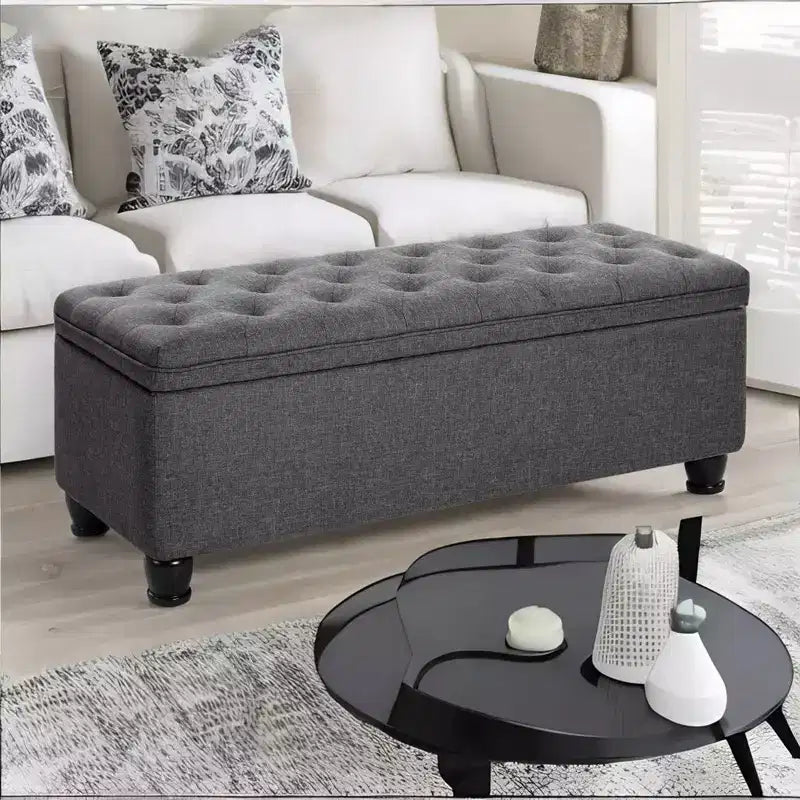 Banc de rangement SONGMICS, Bout de lit long avec rangement, Charge maximale 150 kg, Pieds en bois massif