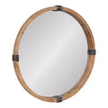 Kate and Laurel Stockport Framed Round Mirror, 28 Diameter, Natural