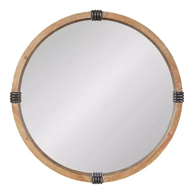 Miroir rond encadré Kate and Laurel Stockport, 28 de diamètre, naturel
