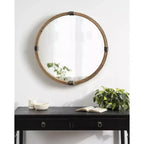 Miroir rond encadré Kate and Laurel Stockport, 28 de diamètre, naturel