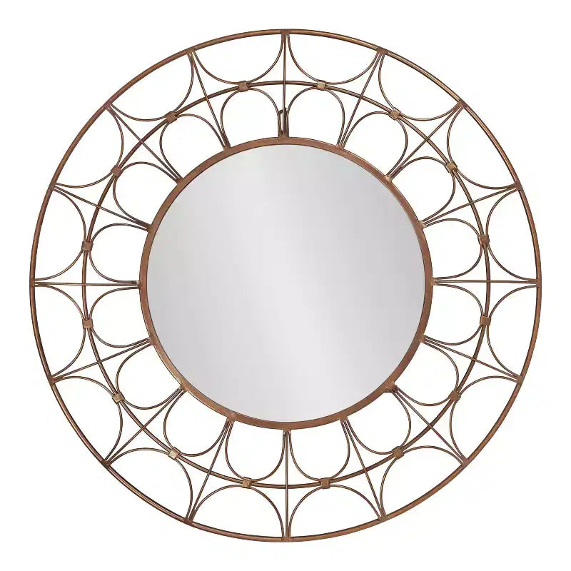 Miroir décoratif rond en métal Avoca de Kate and Laurel, 28 de diamètre, bronze