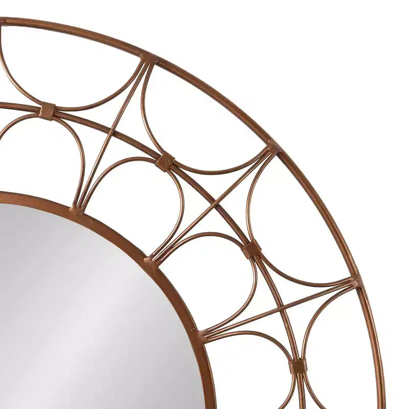 Miroir décoratif rond en métal Avoca de Kate and Laurel, 28 de diamètre, bronze