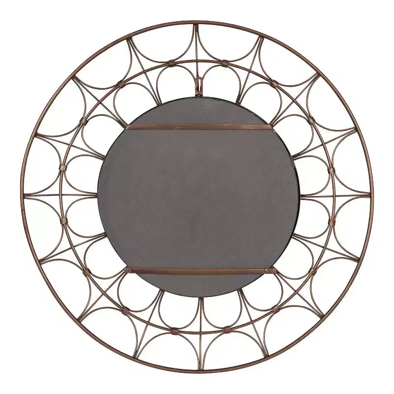 Miroir décoratif rond en métal Avoca de Kate and Laurel, 28 de diamètre, bronze