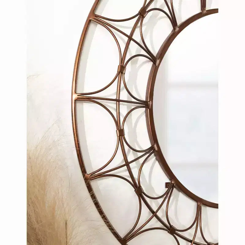 Miroir décoratif rond en métal Avoca de Kate and Laurel, 28 de diamètre, bronze