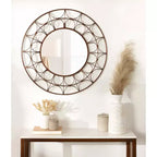 Miroir décoratif rond en métal Avoca de Kate and Laurel, 28 de diamètre, bronze