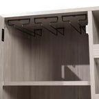 Meuble bar et bahut classique Emma et Oliver avec armoire à porte simple de style Shaker avec rangement pour verres suspendu et étagères ouvertes pour bouteilles