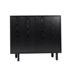 Meuble bar et bahut classique Emma et Oliver avec armoire à porte simple de style Shaker avec rangement pour verres suspendu et étagères ouvertes pour bouteilles
