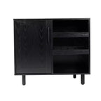 Meuble bar et bahut classique Emma et Oliver avec armoire à porte simple de style Shaker avec rangement pour verres suspendu et étagères ouvertes pour bouteilles