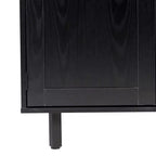 Meuble bar et bahut classique Emma et Oliver avec armoire à porte simple de style Shaker avec rangement pour verres suspendu et étagères ouvertes pour bouteilles