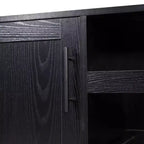 Meuble bar et bahut classique Emma et Oliver avec armoire à porte simple de style Shaker avec rangement pour verres suspendu et étagères ouvertes pour bouteilles