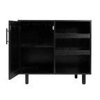 Meuble bar et bahut classique Emma et Oliver avec armoire à porte simple de style Shaker avec rangement pour verres suspendu et étagères ouvertes pour bouteilles