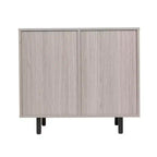 Meuble bar et bahut classique Emma et Oliver avec armoire à porte simple de style Shaker avec rangement pour verres suspendu et étagères ouvertes pour bouteilles