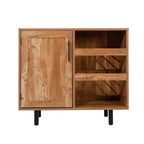 Meuble bar et bahut classique Emma et Oliver avec armoire à porte simple de style Shaker avec rangement pour verres suspendu et étagères ouvertes pour bouteilles