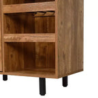 Meuble bar et bahut classique Emma et Oliver avec armoire à porte simple de style Shaker avec rangement pour verres suspendu et étagères ouvertes pour bouteilles