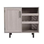 Meuble bar et bahut classique Emma et Oliver avec armoire à porte simple de style Shaker avec rangement pour verres suspendu et étagères ouvertes pour bouteilles