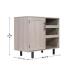 Meuble bar et bahut classique Emma et Oliver avec armoire à porte simple de style Shaker avec rangement pour verres suspendu et étagères ouvertes pour bouteilles