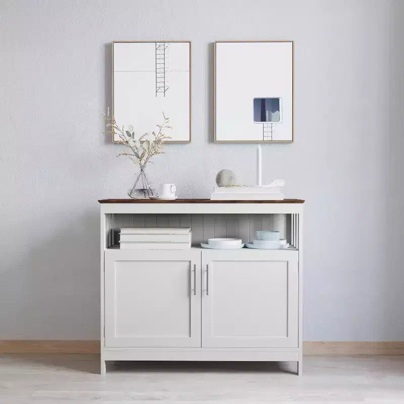 Buffet et vaisselier Merrick Lane avec meuble de rangement et étagère supérieure