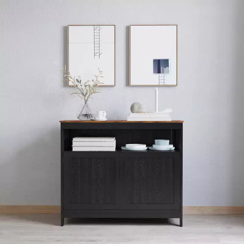 Buffet et vaisselier Merrick Lane avec meuble de rangement et étagère supérieure