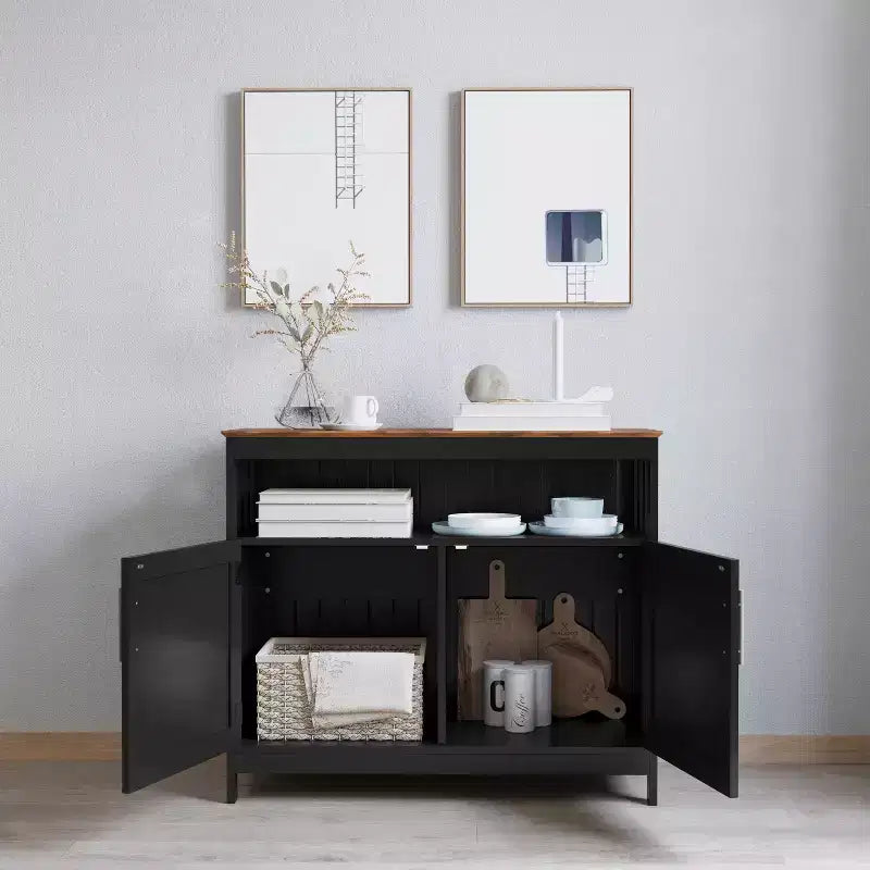 Buffet et vaisselier Merrick Lane avec meuble de rangement et étagère supérieure