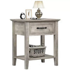 Garvee Modern Versatile Nightstand Beside End Table for Bedroom Nursery Living Room, End Table with Storage Drawer, Easy Assembly, Gray