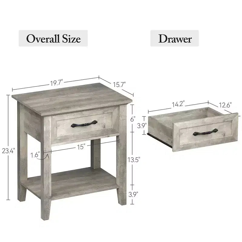 Table de chevet polyvalente Garvee pour chambre, chambre d'enfant, salon, table d'appoint avec tiroir de rangement, montage facile, gris