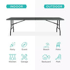 Table pliante en plastique de 2,4 m de la marque Best Choice Products, portable et robuste pour l'intérieur et l'extérieur avec poignée, verrouillage pour pique-nique