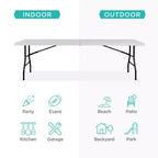 Table pliante en plastique de 2,4 m de la marque Best Choice Products, portable et robuste pour l'intérieur et l'extérieur avec poignée, verrouillage pour pique-nique