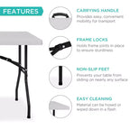 Table pliante en plastique de 2,4 m de la marque Best Choice Products, portable et robuste pour l'intérieur et l'extérieur avec poignée, verrouillage pour pique-nique
