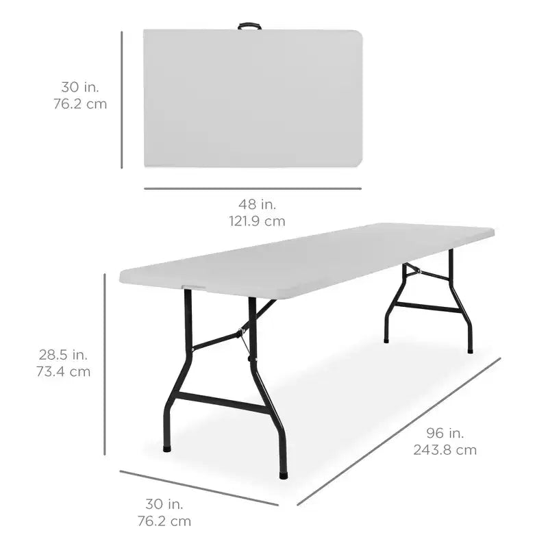 Table pliante en plastique de 2,4 m de la marque Best Choice Products, portable et robuste pour l'intérieur et l'extérieur avec poignée, verrouillage pour pique-nique