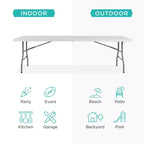 Table pliante en plastique de 2,4 m de la marque Best Choice Products, portable et robuste pour l'intérieur et l'extérieur avec poignée, verrouillage pour pique-nique