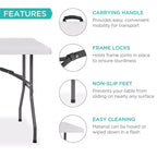 Table pliante en plastique de 2,4 m de la marque Best Choice Products, portable et robuste pour l'intérieur et l'extérieur avec poignée, verrouillage pour pique-nique