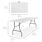 Table pliante en plastique de 2,4 m de la marque Best Choice Products, portable et robuste pour l'intérieur et l'extérieur avec poignée, verrouillage pour pique-nique