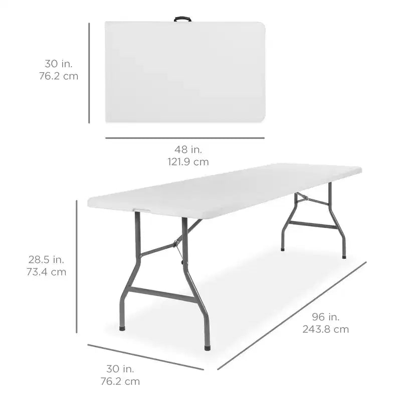 Table pliante en plastique de 2,4 m de la marque Best Choice Products, portable et robuste pour l'intérieur et l'extérieur avec poignée, verrouillage pour pique-nique