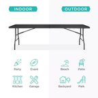 Table pliante en plastique de 2,4 m de la marque Best Choice Products, portable et robuste pour l'intérieur et l'extérieur avec poignée, verrouillage pour pique-nique