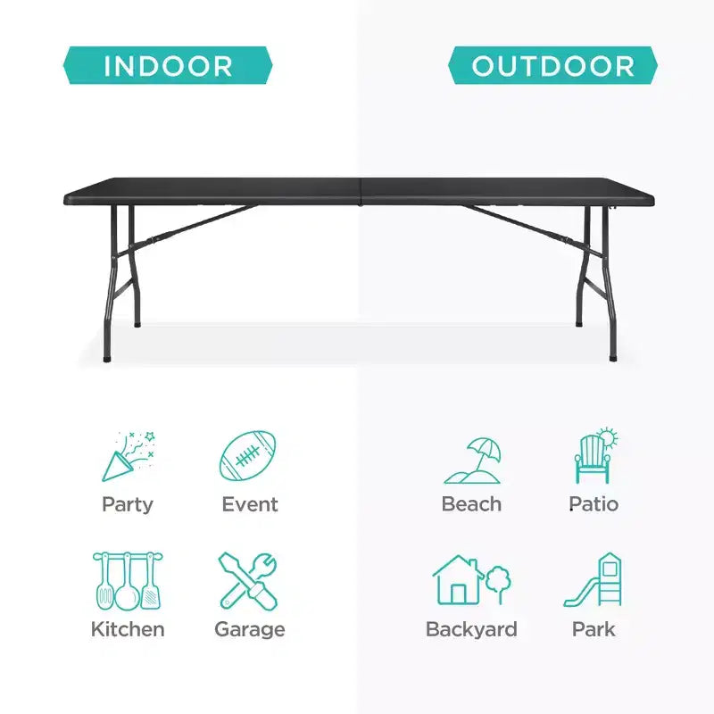 Table pliante en plastique de 2,4 m de la marque Best Choice Products, portable et robuste pour l'intérieur et l'extérieur avec poignée, verrouillage pour pique-nique