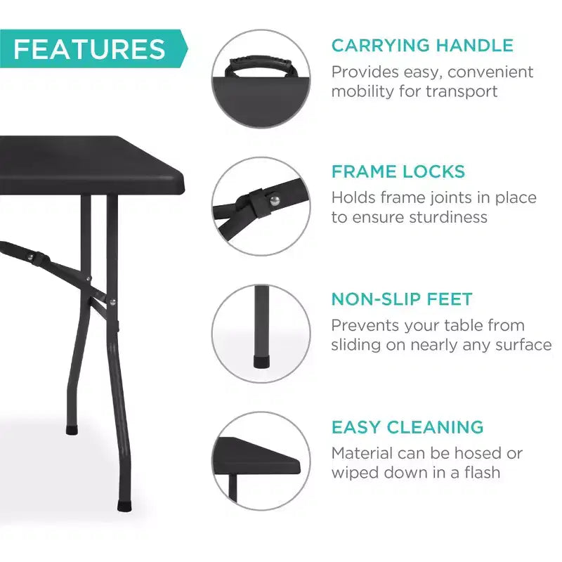 Table pliante en plastique de 2,4 m de la marque Best Choice Products, portable et robuste pour l'intérieur et l'extérieur avec poignée, verrouillage pour pique-nique