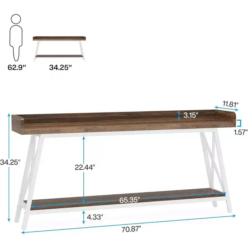 Tribesigns 70.87 Table console étroite à 2 niveaux