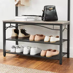 Meuble d'entrée avec porte-manteaux et banc à chaussures VASAGLE, étagère de rangement à 3 niveaux Style Industriel avec cadre en acier, 32 x 80 x 178,5 cm
