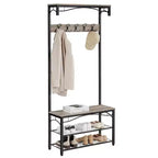 Meuble d'entrée avec porte-manteaux et banc à chaussures VASAGLE, étagère de rangement à 3 niveaux Style Industriel avec cadre en acier, 32 x 80 x 178,5 cm