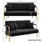 Canapé rembourré moderne Yaheetech avec 2 oreillers pour chambre, bureau à domicile, studio